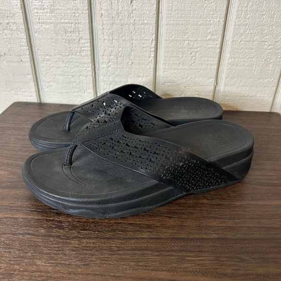 Fitflop Black Perforated Sandals - Picture 2 of 6